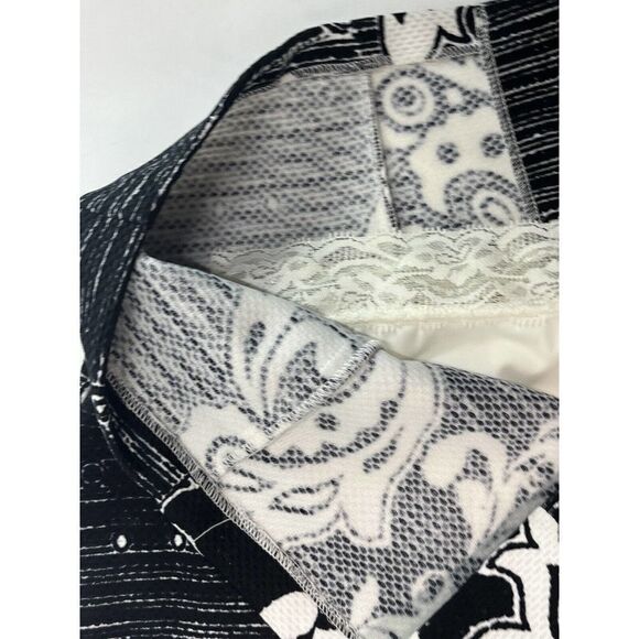 NYDJ Black White Floral Sheath Shaper Dress Sleeveless Size 8 Slimming - Picture 14 of 16